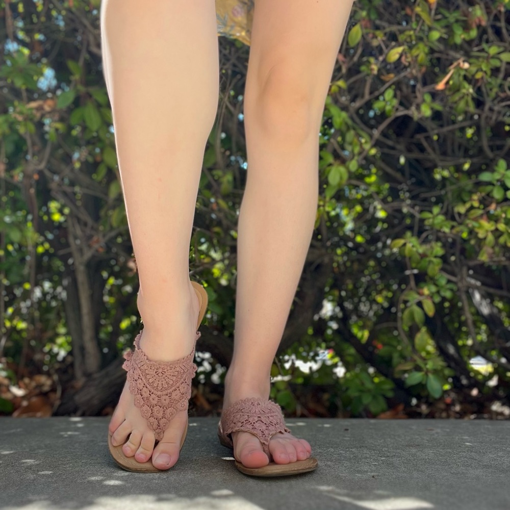 Pink Fergalicious by Fergie lace sandals.